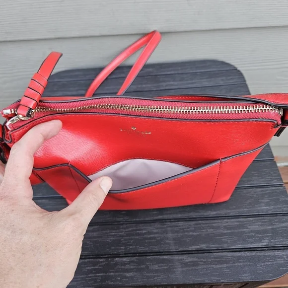 Kate Spade Run Around Crossbody Bag Heirloom Red Top Zip Classic Leather Purse - Picture 9 of 16